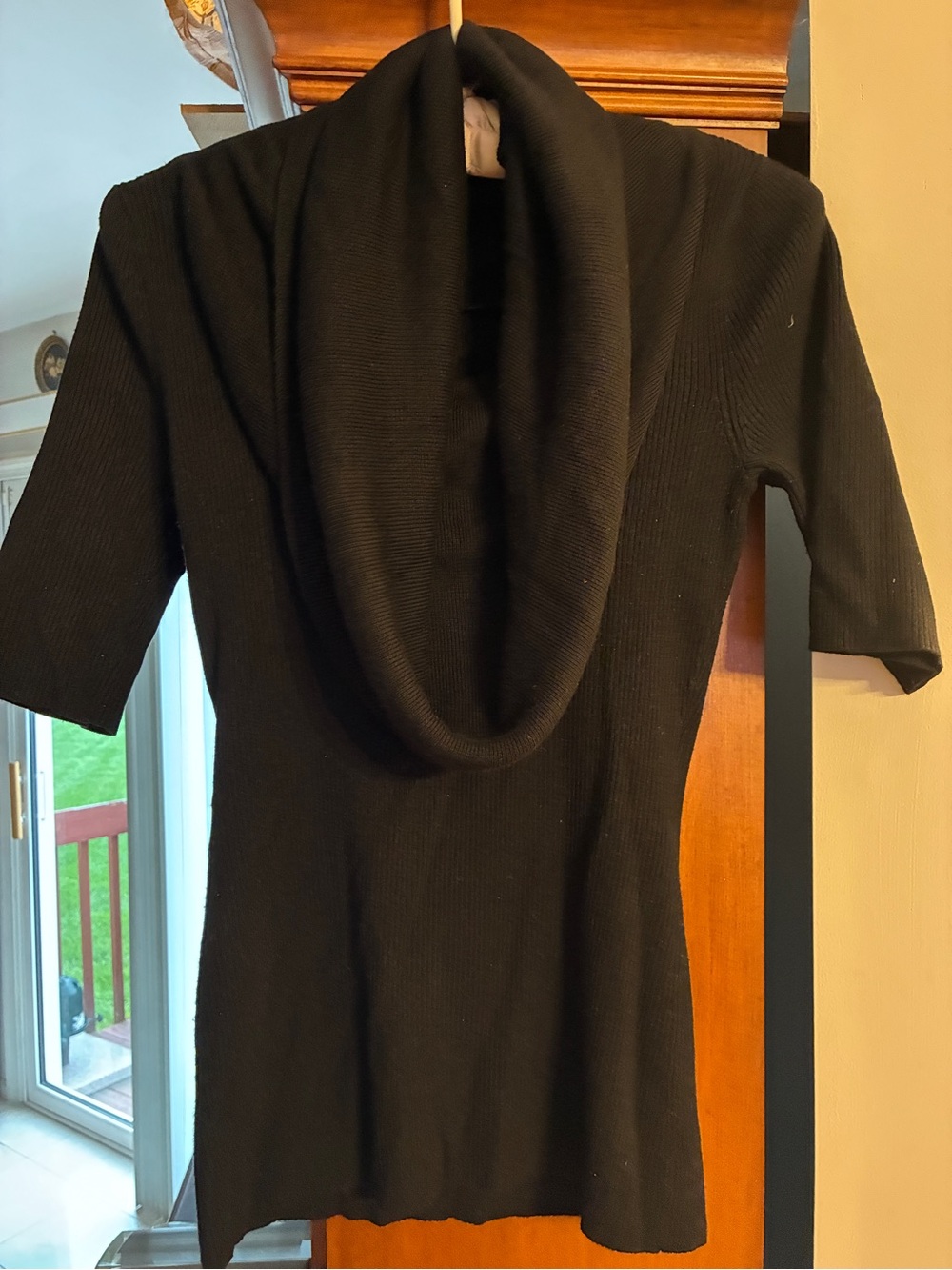 Black Short-Sleeve cowl neck Women’s Sweater
